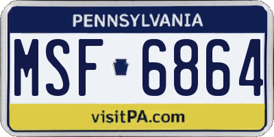PA license plate MSF6864