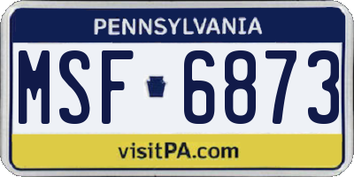 PA license plate MSF6873