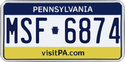 PA license plate MSF6874