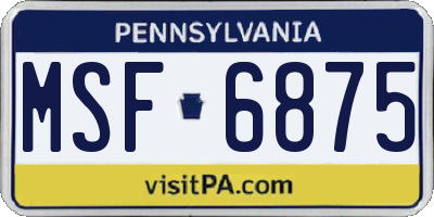 PA license plate MSF6875