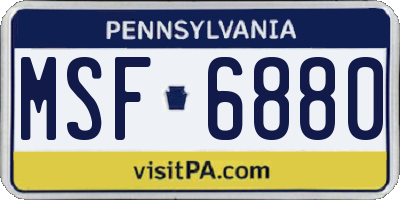 PA license plate MSF6880