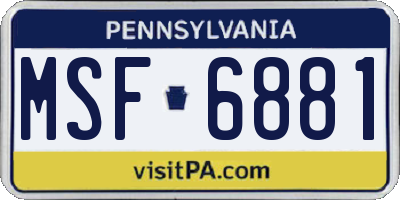 PA license plate MSF6881