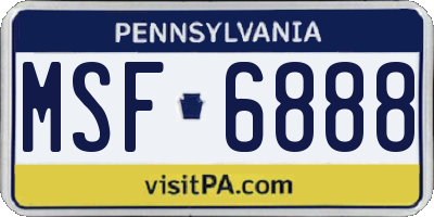 PA license plate MSF6888