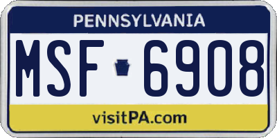 PA license plate MSF6908