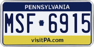 PA license plate MSF6915