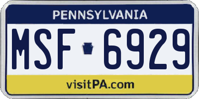 PA license plate MSF6929