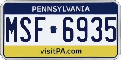 PA license plate MSF6935