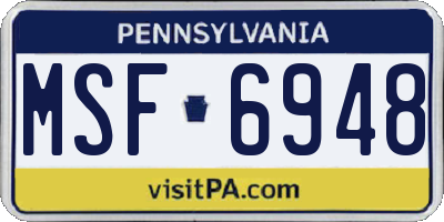 PA license plate MSF6948
