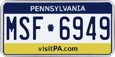 PA license plate MSF6949
