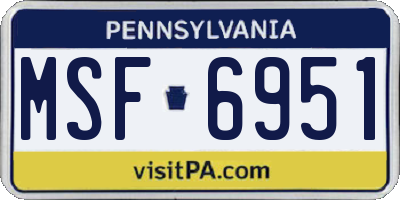PA license plate MSF6951