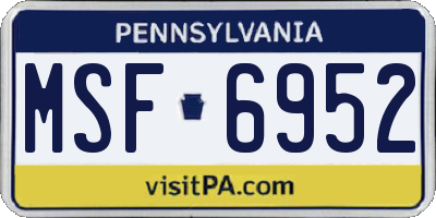 PA license plate MSF6952