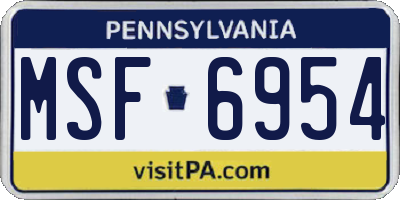 PA license plate MSF6954