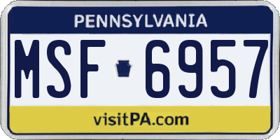 PA license plate MSF6957