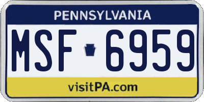 PA license plate MSF6959