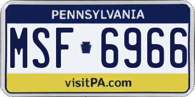 PA license plate MSF6966