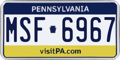 PA license plate MSF6967