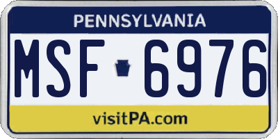 PA license plate MSF6976