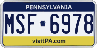 PA license plate MSF6978