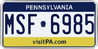 PA license plate MSF6985