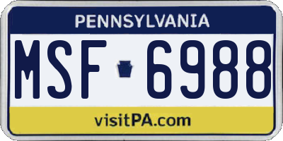 PA license plate MSF6988