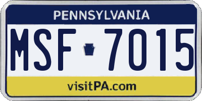 PA license plate MSF7015