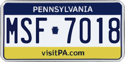 PA license plate MSF7018