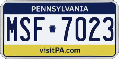 PA license plate MSF7023