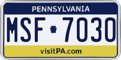 PA license plate MSF7030