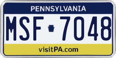 PA license plate MSF7048