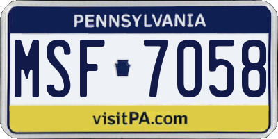 PA license plate MSF7058