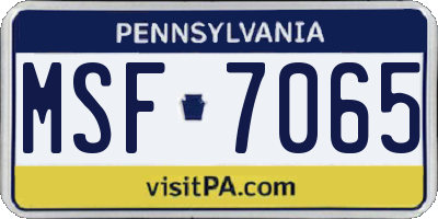 PA license plate MSF7065