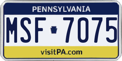 PA license plate MSF7075
