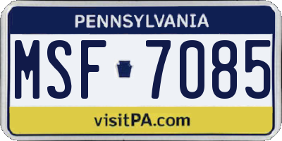 PA license plate MSF7085