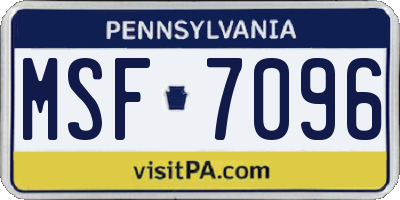 PA license plate MSF7096