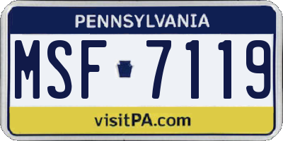 PA license plate MSF7119