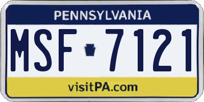 PA license plate MSF7121
