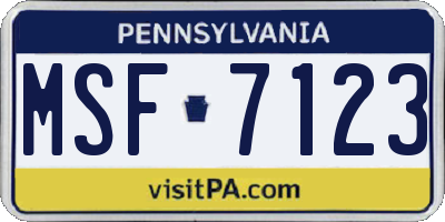 PA license plate MSF7123