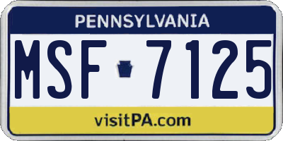 PA license plate MSF7125
