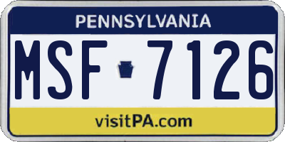 PA license plate MSF7126