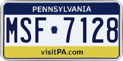 PA license plate MSF7128