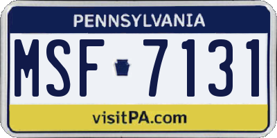 PA license plate MSF7131