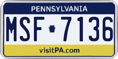 PA license plate MSF7136