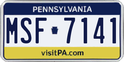 PA license plate MSF7141