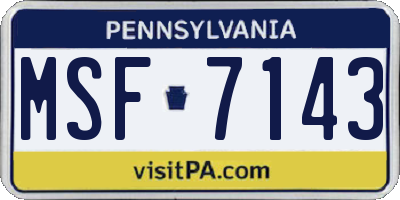 PA license plate MSF7143