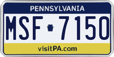 PA license plate MSF7150