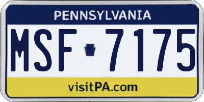PA license plate MSF7175