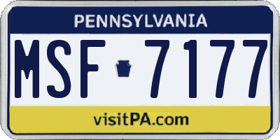PA license plate MSF7177
