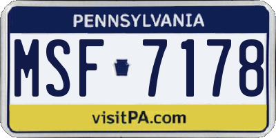 PA license plate MSF7178
