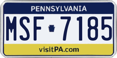 PA license plate MSF7185