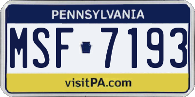 PA license plate MSF7193
